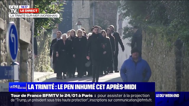 L'arrivée de Marine Le Pen et de ses enfants pour les obsèques de Jean-Marie Le Pen
