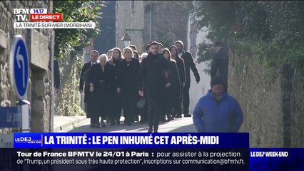 L'arrivée de Marine Le Pen et de ses enfants pour les obsèques de Jean-Marie Le Pen