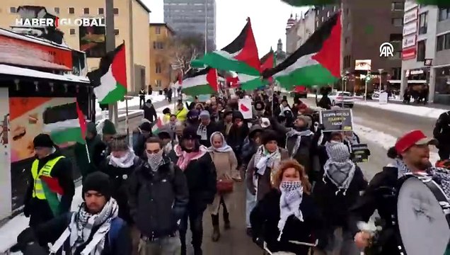 İsveç'te Filistin'e destek gösterisi düzenlendi