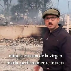 Habitantes encontraron intacta una estatua de la Virgen María después de quedar a salvo tras un incendio en California