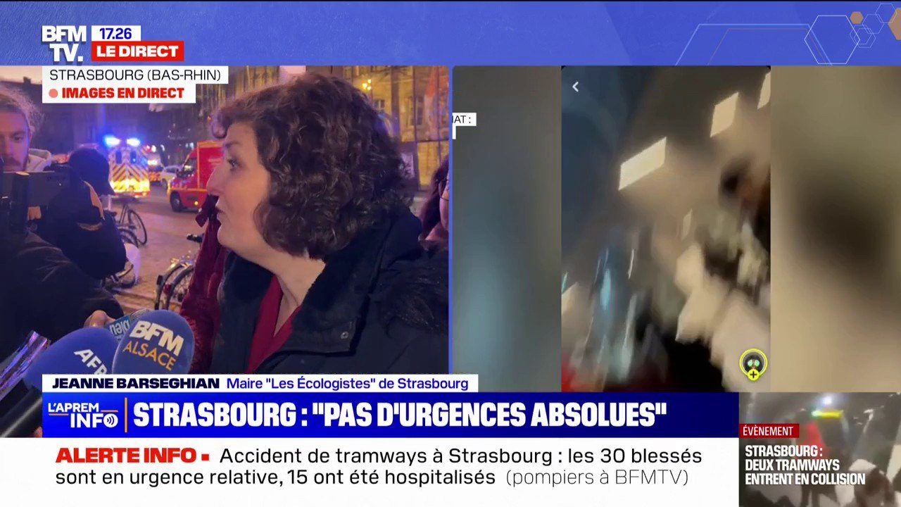 Accident de tramways à Strasbourg: "un choc fronntal suite à la marche arrière d'un tram", déclare la maire, Jeanne Barseghian (Les Écologistes)