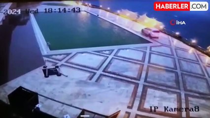 Aracıyla otel havuzuna düştü