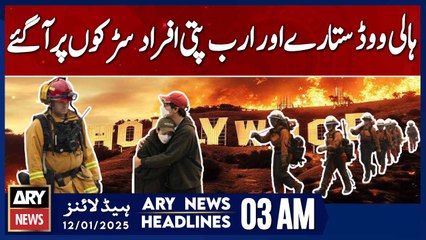 Hollywood stars and billionaires hit the streets - ARY News 3 AM Headlines | 12th JAN 2025
