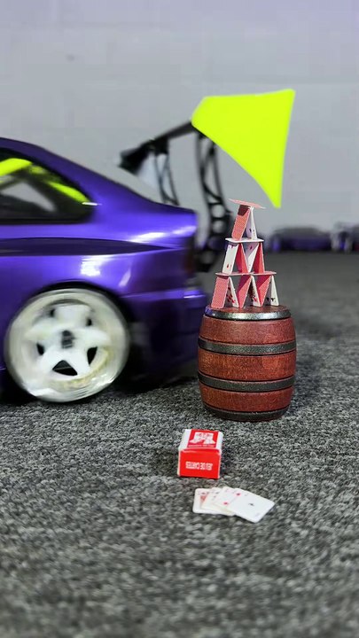 Trying to drift tap the top card! #trickshot #skills #cartok