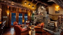 Pleasant rustic chalet during a harsh winter