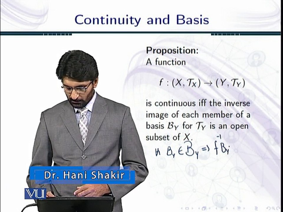 Topology Lecture 71  Continuity and Basis in Topology in Urdu