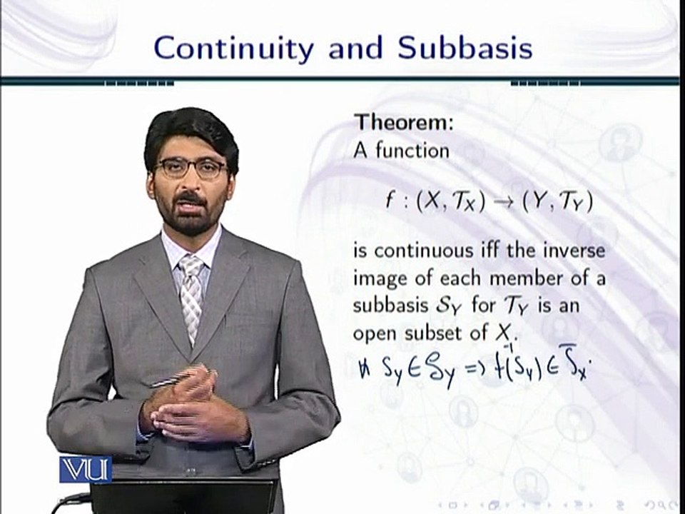 Topology Lecture 72 Continuity and Subbasis in Topology in Urdu