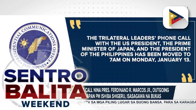 Trilateral leaders’ phone call nina PBBM, outgoing U.S. Pres. Joe Biden, at Japan PM Ishiba Shigeru, isasagawa na bukas