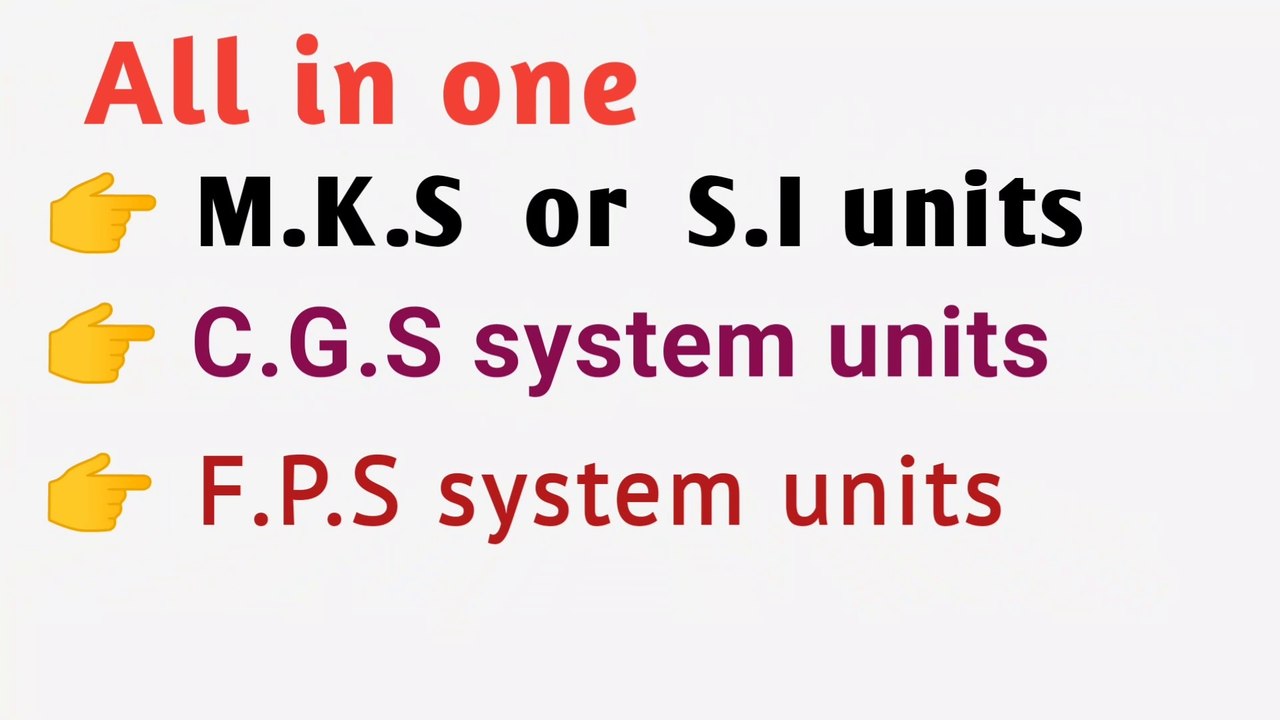 All in one_SI system units_mks system units_cgs system units_fps system units