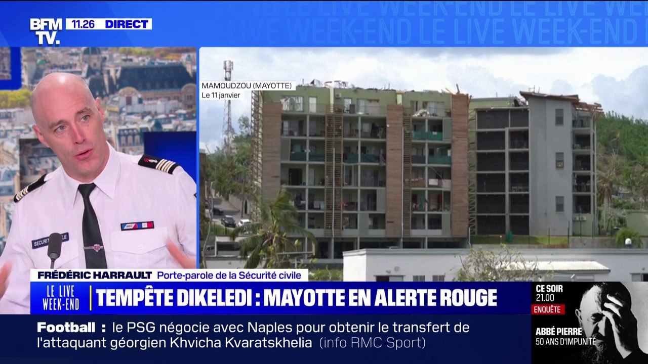 Mayotte: "Sur les 900 pompiers et ONG sur place, on a 645 pompiers qui ont été prépositionnés à des endroits stratégiques pour pouvoir accéder aux différents sites qui vont être touchés", explique Frédéric Harrault, porte-parole de la Sécurité civile