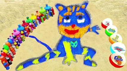 How to make Pj Masks Catboy with Orbeez, Big Balloons of Fanta, Coca-Cola vs Mentos & Popular Sodas