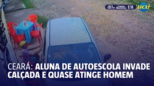 Aluno de autoescola invade calçada e quase atropela homem