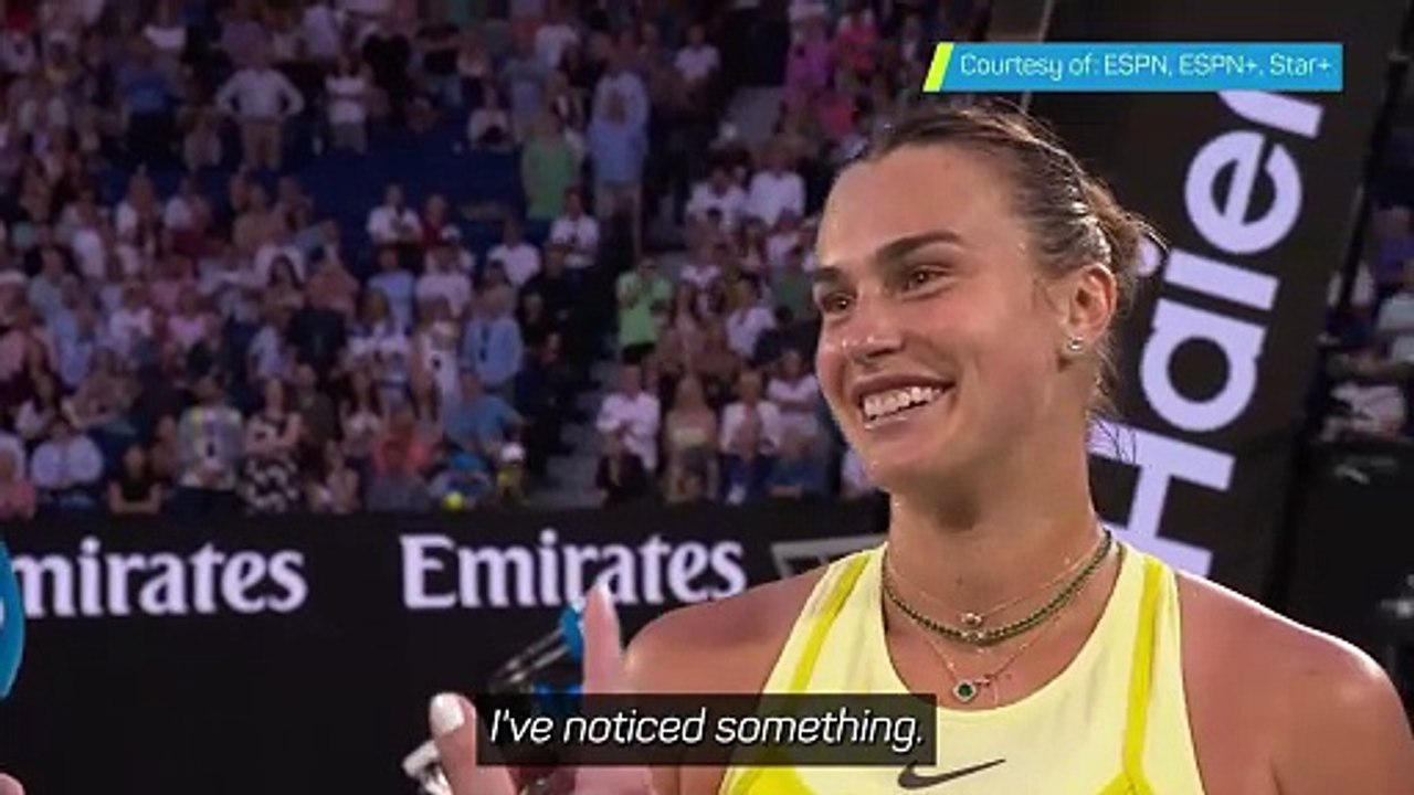 Sabalenka gets crowd dancing after first round win