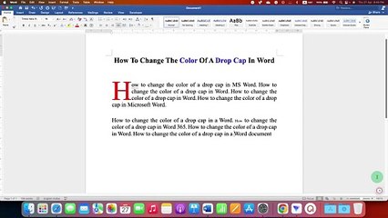 How To Change The Color Of A Drop Cap In Word