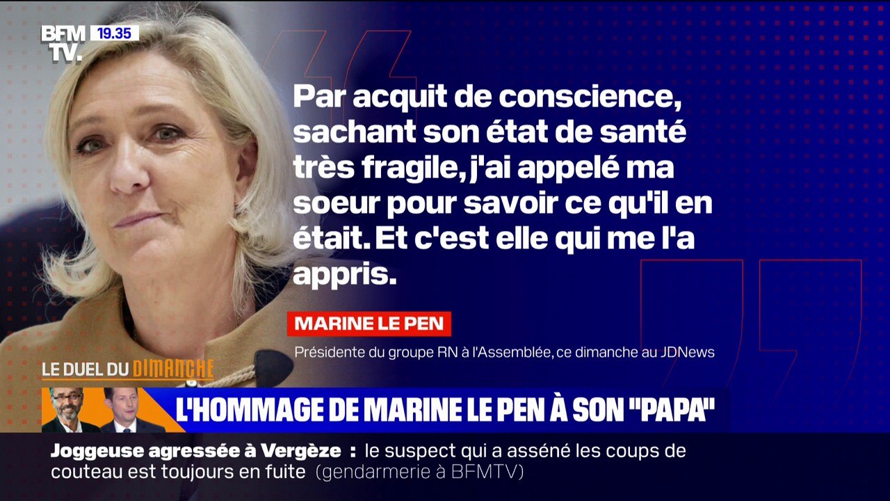 "Sur le moment je n'y ai pas cru": Marine Le Pen raconte comment elle a appris la mort de son père, Jean-Marie Le Pen
