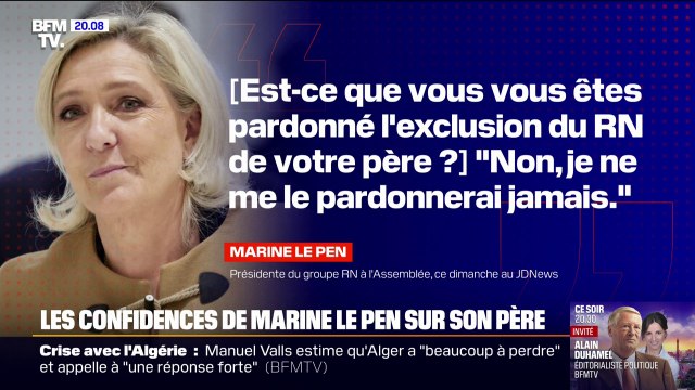 Je ne me le pardonnerai jamais : Marine Le Pen s'exprime au sujet de l'exclusion de son père du RN