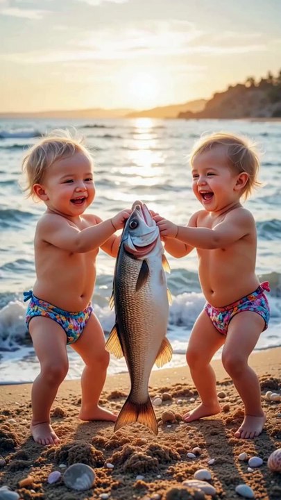 Funny Babies Fighting For Fish #fish #babies #viral #fpy #TrendingNow