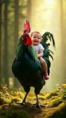 Baby Riding on Rooster #viral  #foryoupage  #fypシ
