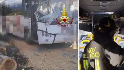 Scuolabus travolto dall'albero a Rignano sull'Arno: il video dei vigili del fuoco
