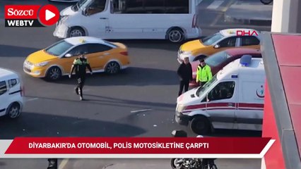 Diyarbakır'da otomobil, polis motosikletine çarptı; 1 yaralı