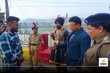 यमराज बनकर समाजसेवी ने दिया सड़क सुरक्षा का संदेश