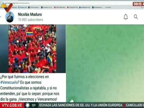 Pdte. Nicolás Maduro: Fuimos a elecciones en Venezuela porque somos constitucionalistas