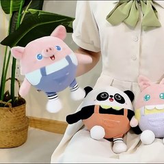 Funny soft plush jumping ball party motor-driven pig panda rabbit doll toy.