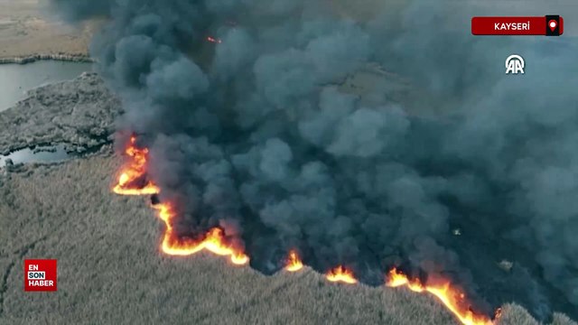 Kayseri'deki Sultan Sazlığı Milli Parkı'nda yangın