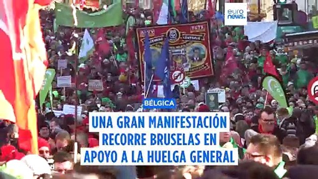 Una gran manifestación recorre Bruselas en apoyo a la huelga general en Bélgica por las pensiones