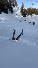 Man Ends Up Upside Down While Skiing