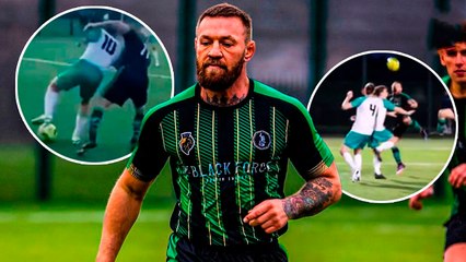 Conor McGregor muestra sus habilidades en una cancha de futbol
