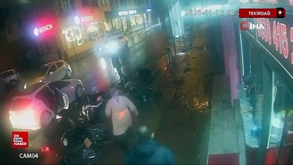 Tekirdağ'da park halindeki motosikletlere çarpan araç kaçtı