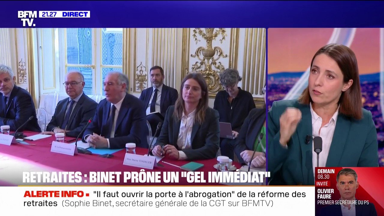 Retraites: "Il faut que le patronat, les macronistes et la droite apprennent à faire des compromis", pour Sophie Binet (CGT)