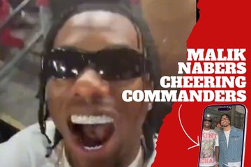 Giants’ WR Malik Nabers cheers for Jayden Daniels at Wildcard game