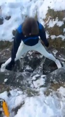 Boy Cracks Ice at River Dearne