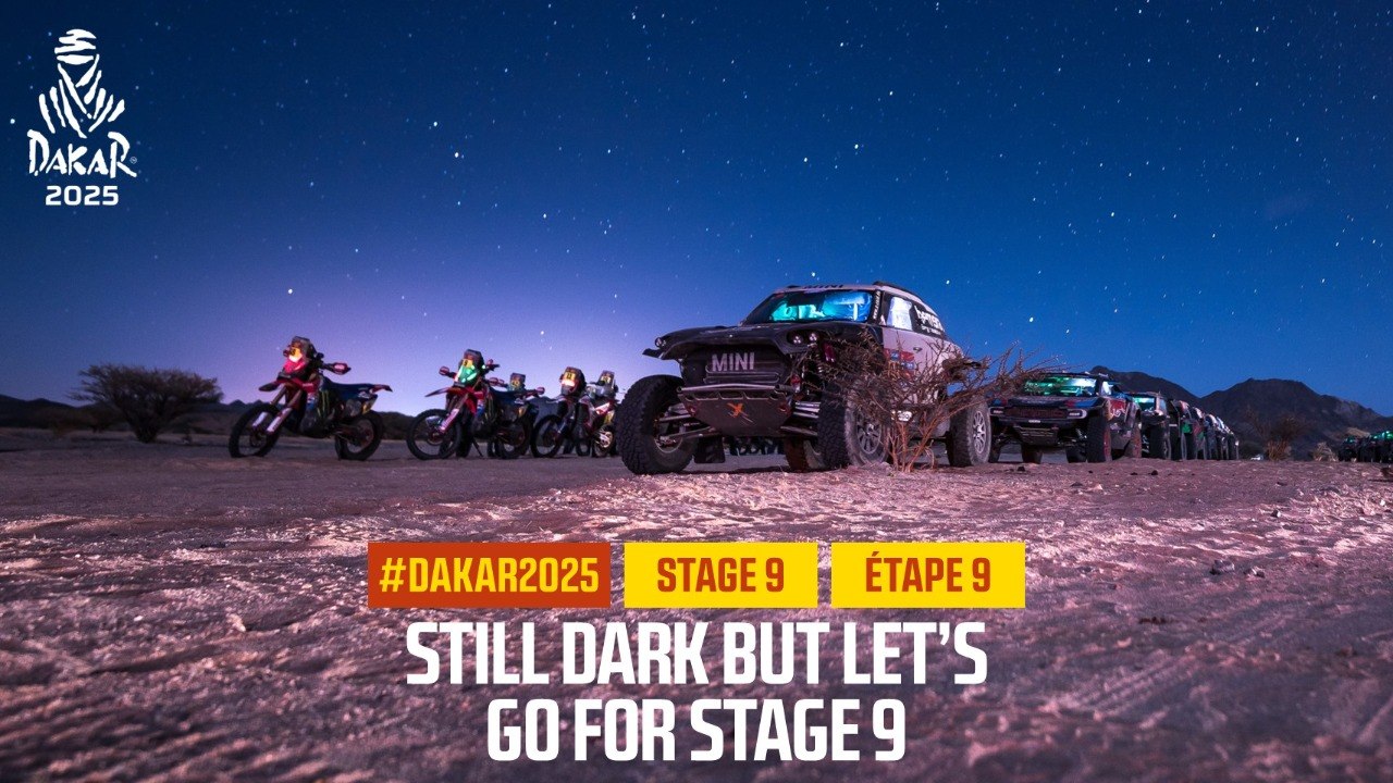 Still dark as the riders depart the bivouac - Stage 9 - #Dakar2025