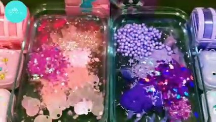 Satisfying hello kitty 🐈asmr slime mixing 💜 Vs  with some makeup 💄💅 and glitter