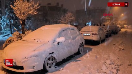Edirne Keşan’da kar şiddetini artırdı