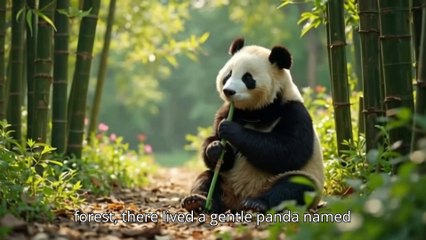 The Panda and Boy in the forest