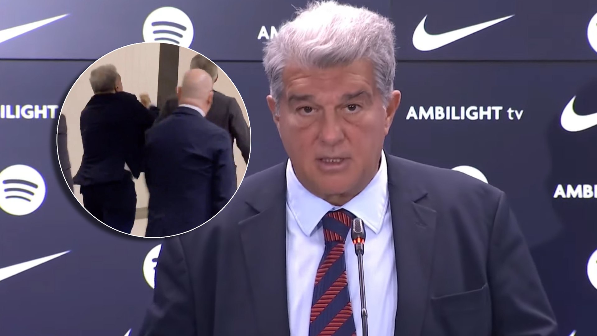 Laporta se justifica porsu corte de mangas: "Fue una euforia contenida"