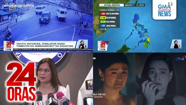 24 Oras: (Part 2) Gov't vehicle at pickup na may sakay na kongresista, tinakasan ang enforcer; above normal na rainfall sa Luzon; tatakbo si VP Duterte sa 2028?; revelations sa finale ng Widows' War, atbp.