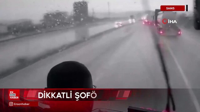Samsun'da otobüs şoförünün dikkati faciayı önledi
