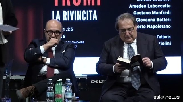 Sangiuliano presenta libro Trump, la Rivincita (con Arianna Meloni)