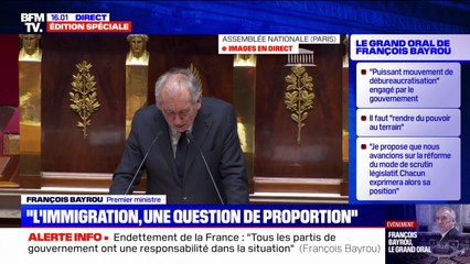 François Bayrou souhaite conduire "une politique de contrôle, de régulation et de retour dans leur pays de ceux dont la présence met en péril, par leur nombre, la cohésion de la nation"