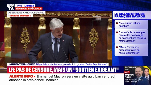 Vous avez choisi d'être du côté de ceux qui ne défendent pas la République, mais préfèrent la fragiliser , déclare Laurent Wauquiez (LR) à propos de La France insoumise