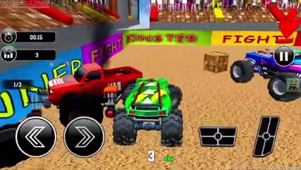 Extreme monster truck driving demolition Derby