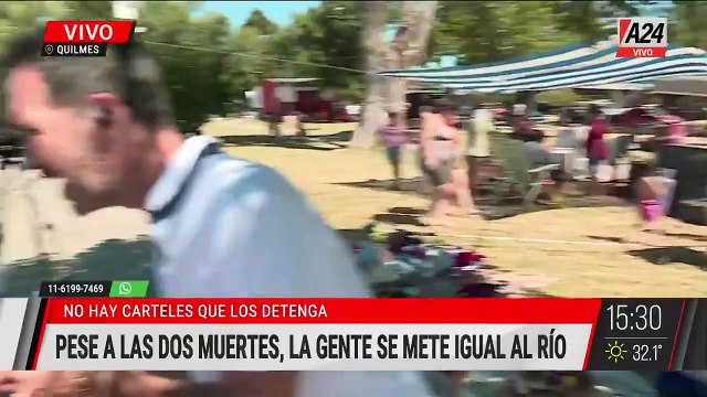 A24.com - 🌊QUILMES： PESE A LAS ADVERTENCIAS, LA GENTE SE METE AL RÍO 🗣️ @PonzonePablo @Bob