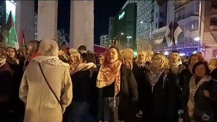 Protesta propalestina ante el partido Real Madrid-Maccabi de la Euroliga de baloncesto.
