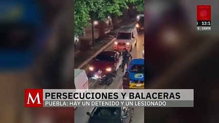 Captan momento en que Camaro se da la fuga e inicia balacera en Puebla; hay un herido