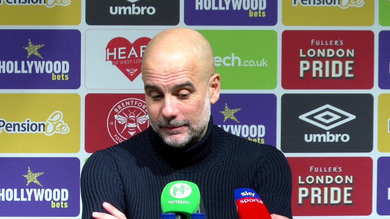 Pep reacts to Man CIty's draw against Brentford following a 2-0 lead